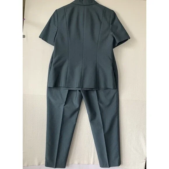 Kasper ASL 2 Piece Pants Suite 12 Short Sleeve Lined Office Career Corp Vintage - Picture 2 of 16
